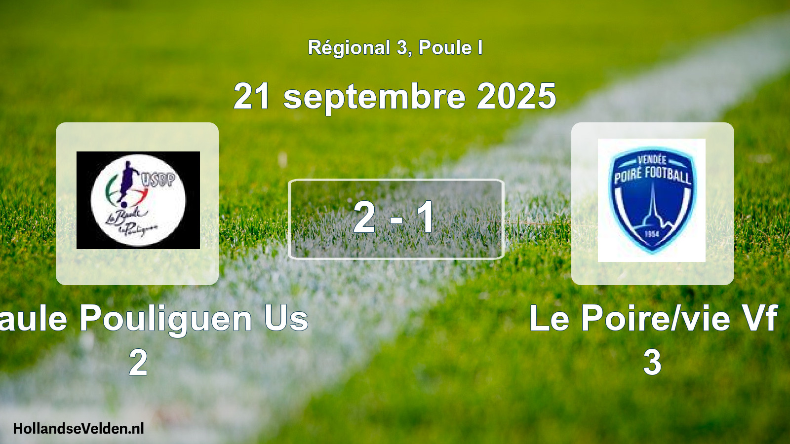 Gespeelde wedstrijd: Baule Pouliguen Us 2 - Le Poire/vie Vf 3 2 - 1 (21 septembre 2025)
