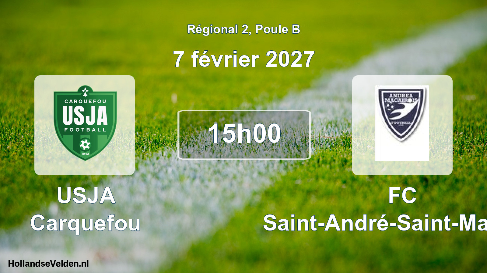 Match programmé: USJA Carquefou - FC Saint-André-Saint-Macaire (7 février 2027)