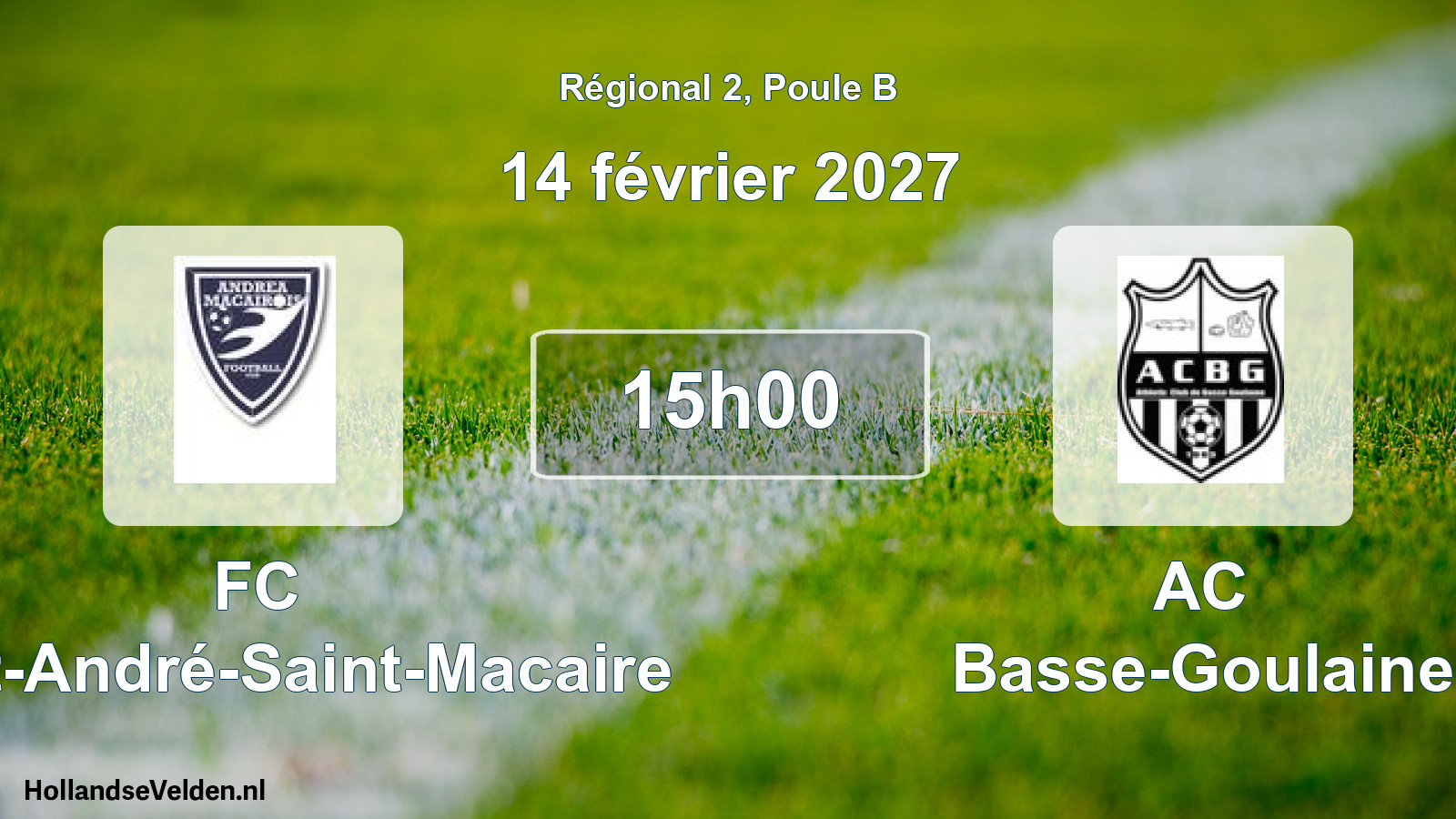 Match programmé: FC Saint-André-Saint-Macaire - AC Basse-Goulaine (14 février 2027)