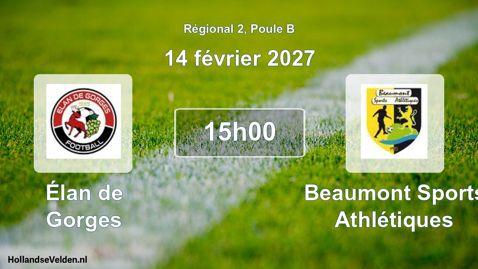 Match programmé: Élan de Gorges - Beaumont Sports Athlétiques (14 février 2027)