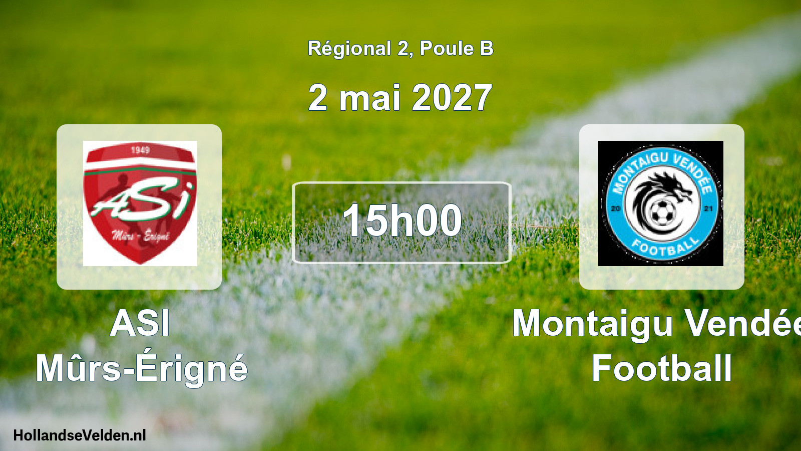 Match programmé: ASI Mûrs-Érigné - Montaigu Vendée Football (2 mai 2027)