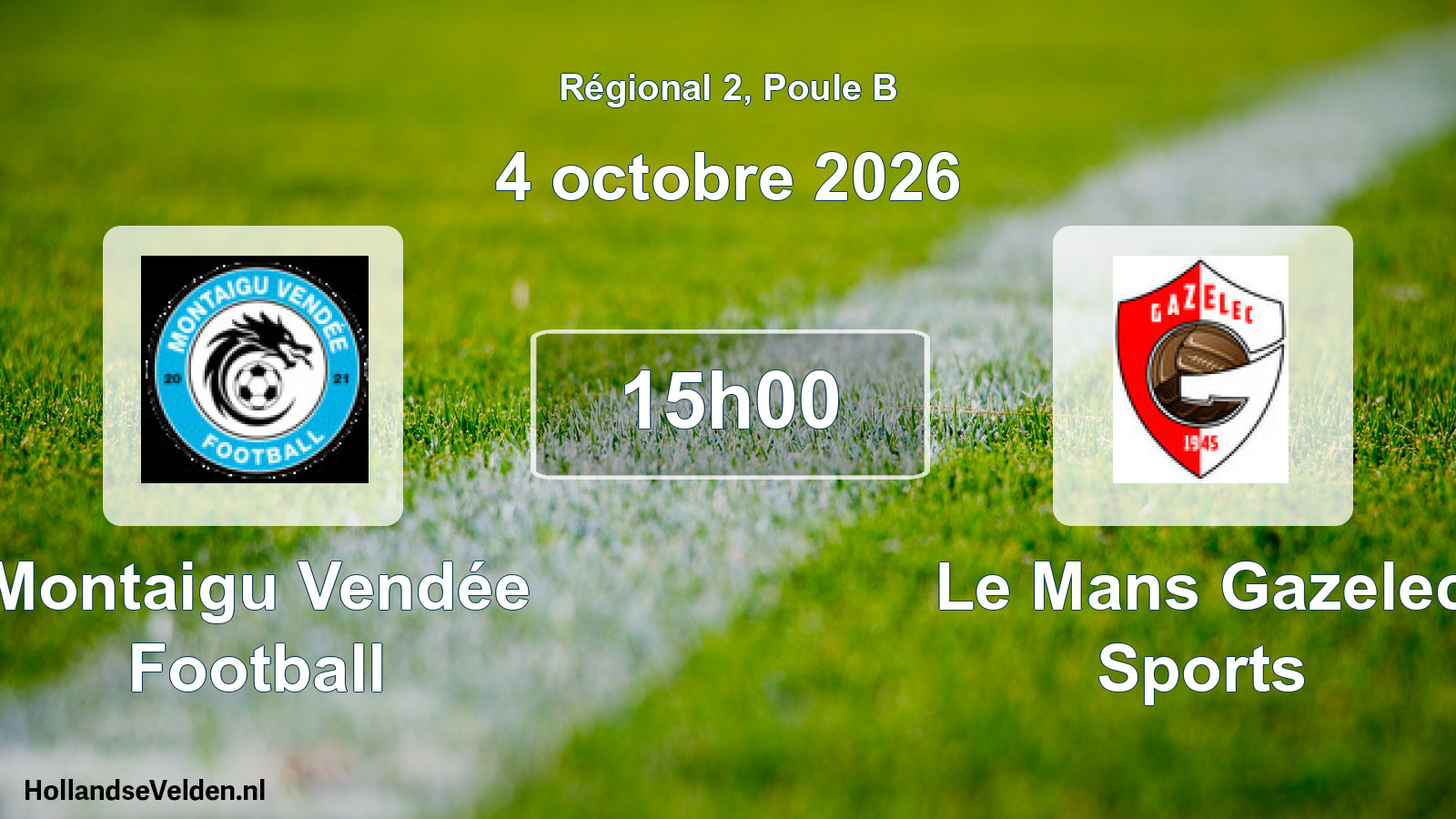 Match programmé: Montaigu Vendée Football - Le Mans Gazelec Sports (4 octobre 2026)