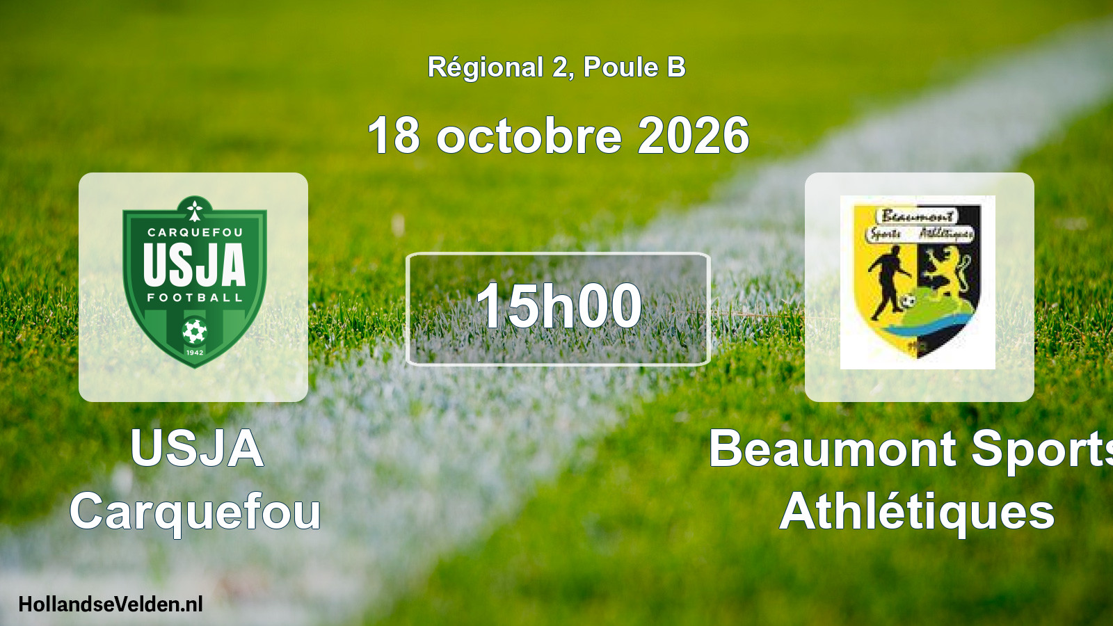 Match programmé: USJA Carquefou - Beaumont Sports Athlétiques (18 octobre 2026)