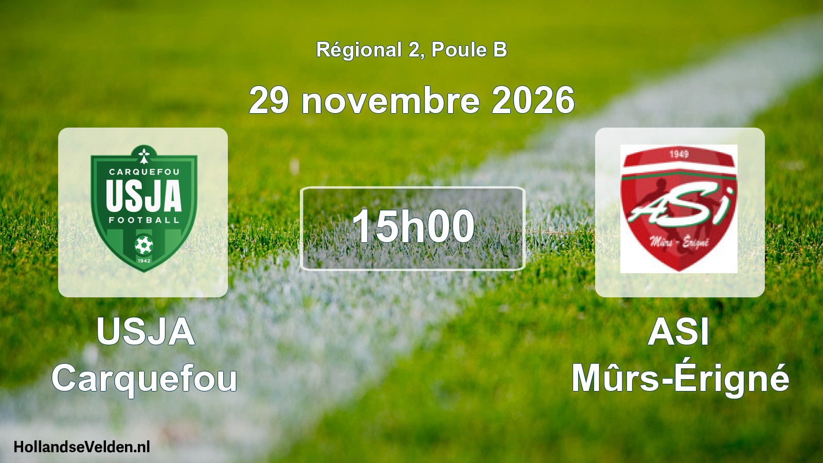 Match programmé: USJA Carquefou - ASI Mûrs-Érigné (29 novembre 2026)