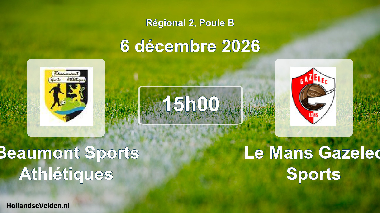 Match programmé: Beaumont Sports Athlétiques - Le Mans Gazelec Sports (6 décembre 2026)