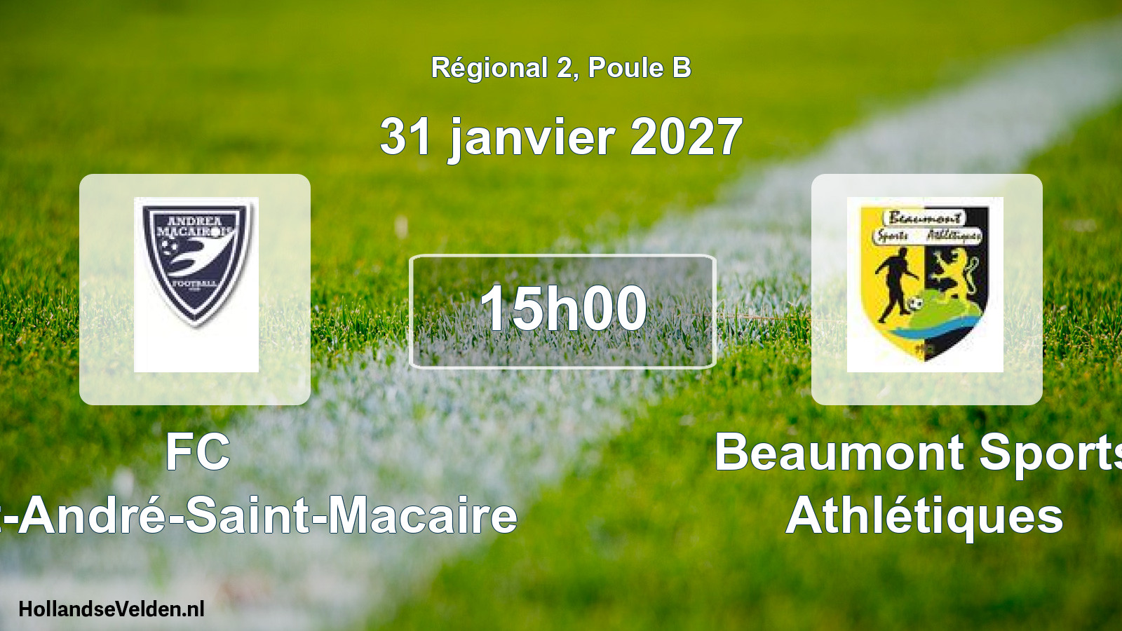 Match programmé: FC Saint-André-Saint-Macaire - Beaumont Sports Athlétiques (31 janvier 2027)