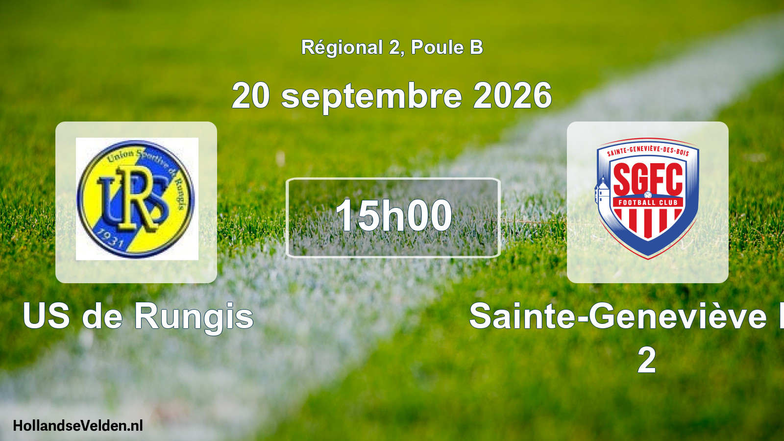Scheduled Match: US de Rungis - Sainte-Geneviève FC 2 (20 September 2026)