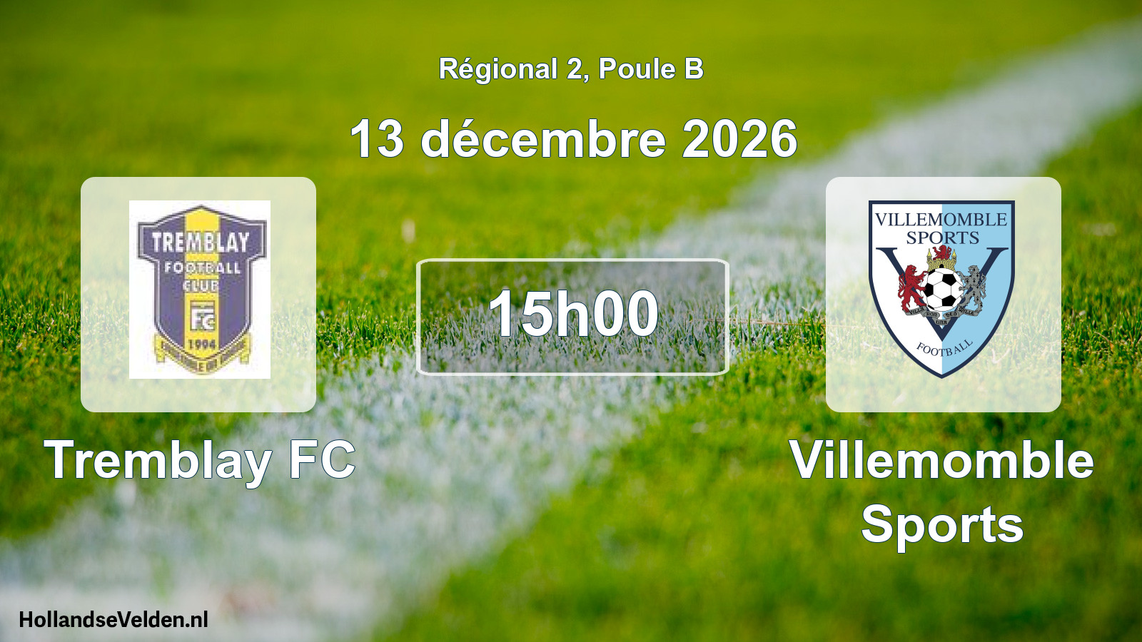 Scheduled Match: Tremblay FC - Villemomble Sports (13 December 2026)