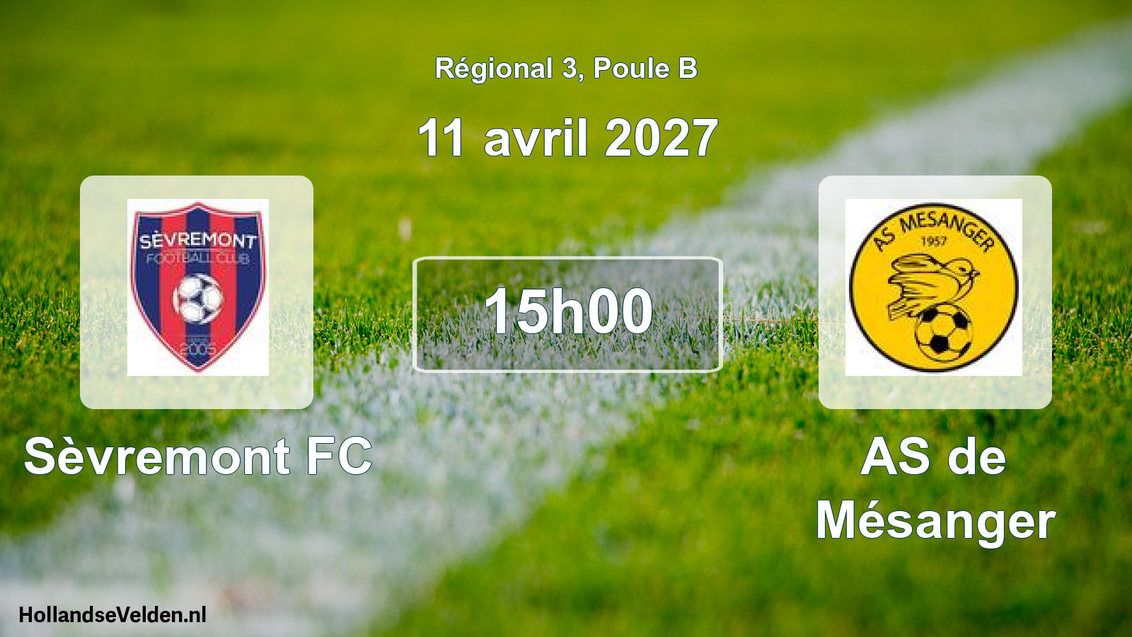 Match programmé: Sèvremont FC - AS de Mésanger (11 avril 2027)