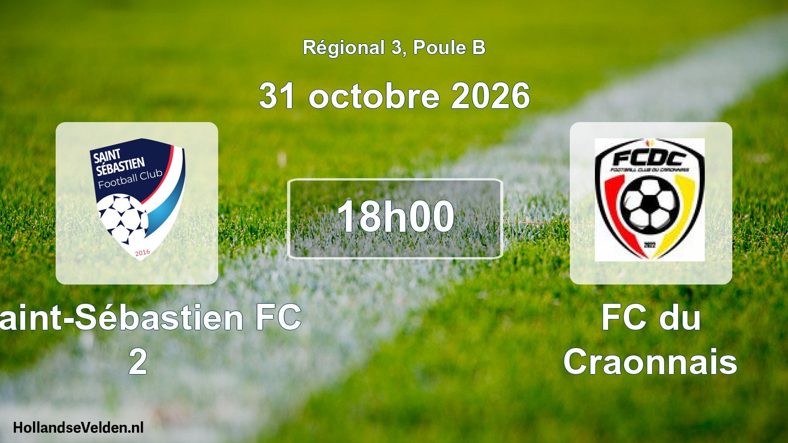 Scheduled Match: Saint-Sébastien FC 2 - FC du Craonnais (31 October 2026)