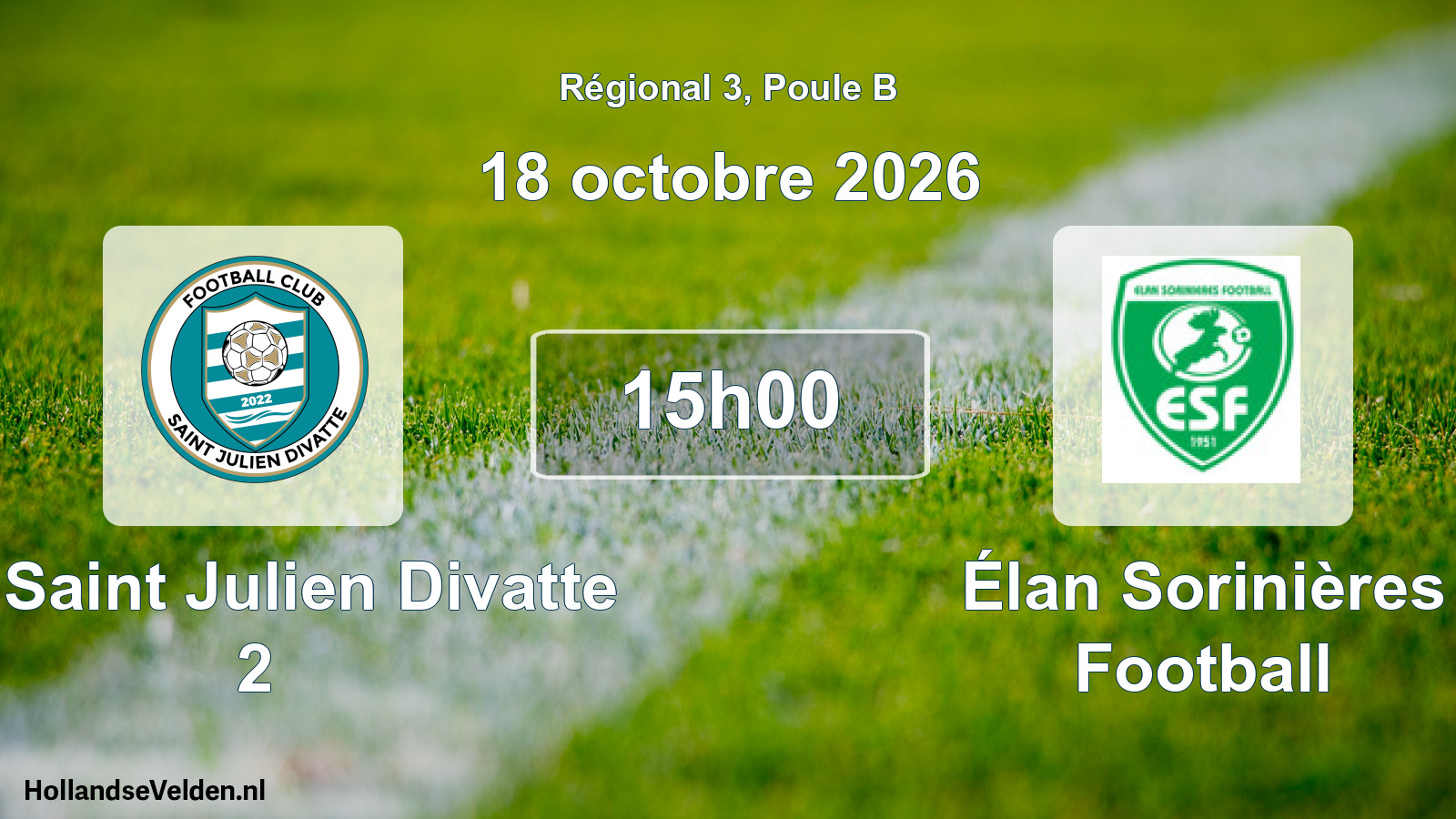 Scheduled Match: FC Saint Julien Divatte 2 - Élan Sorinières Football (18 October 2026)