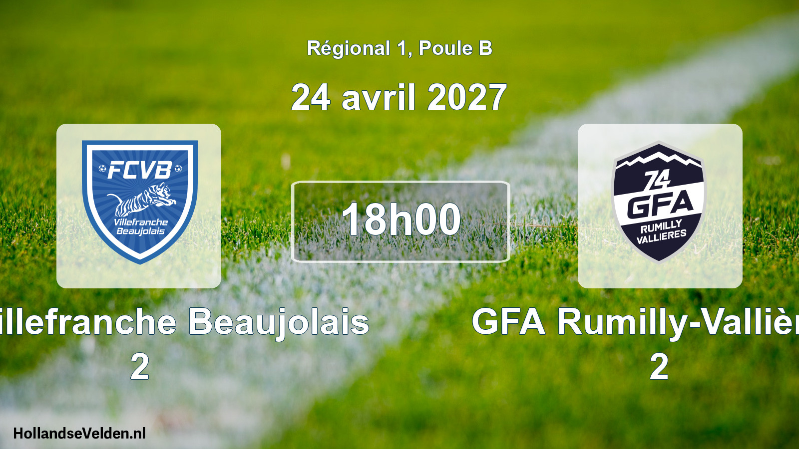 Match programmé: FC Villefranche Beaujolais 2 - GFA Rumilly-Vallières 2 (24 avril 2027)