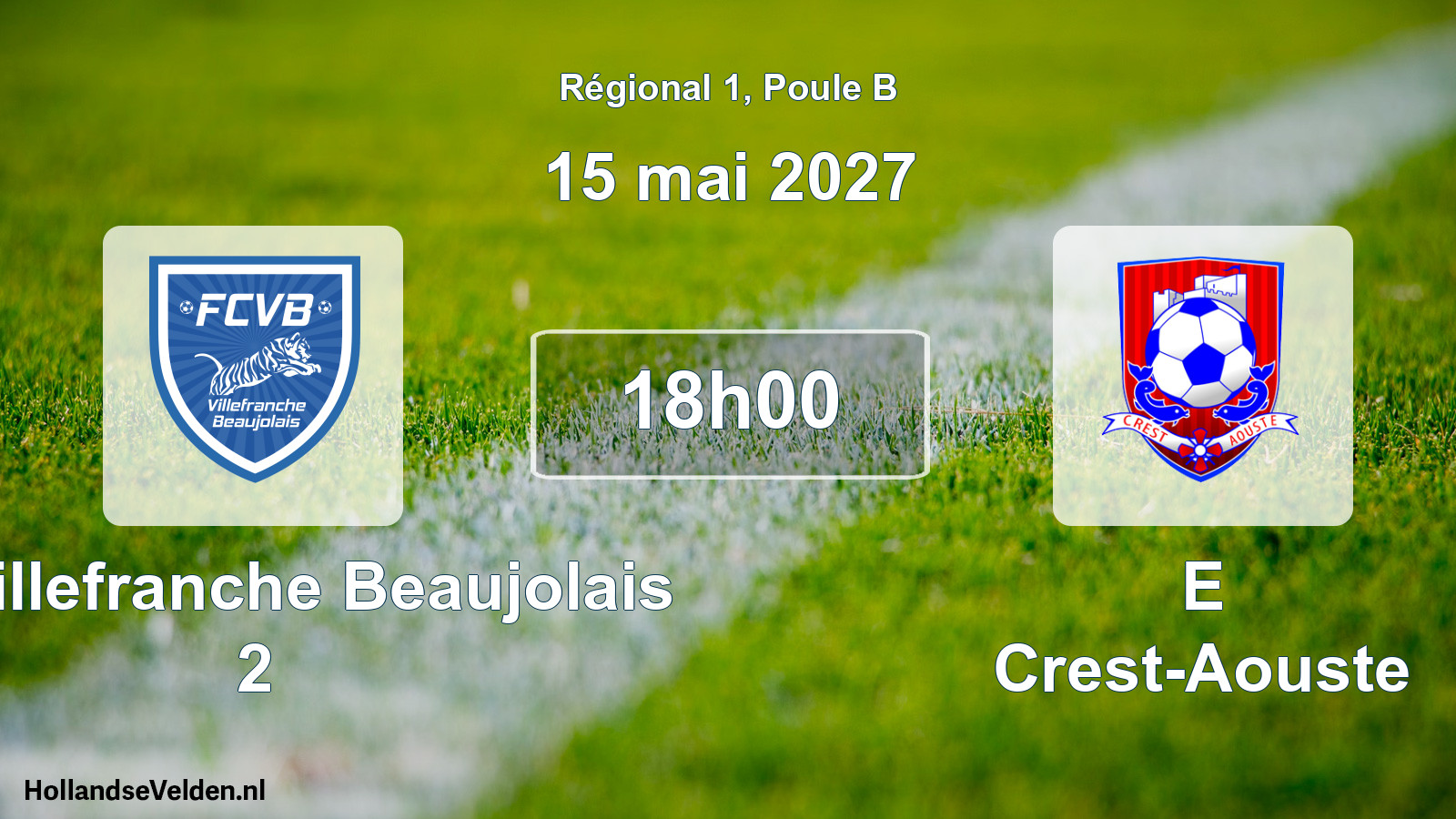 Match programmé: FC Villefranche Beaujolais 2 - E Crest-Aouste (15 mai 2027)