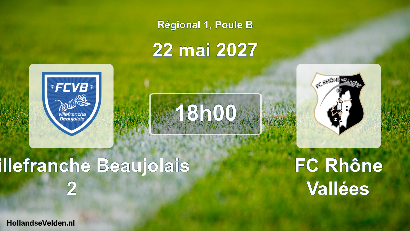 Match programmé: FC Villefranche Beaujolais 2 - FC Rhône Vallées (22 mai 2027)