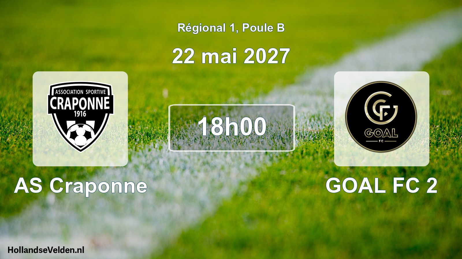 Match programmé: AS Craponne - GOAL FC 2 (22 mai 2027)