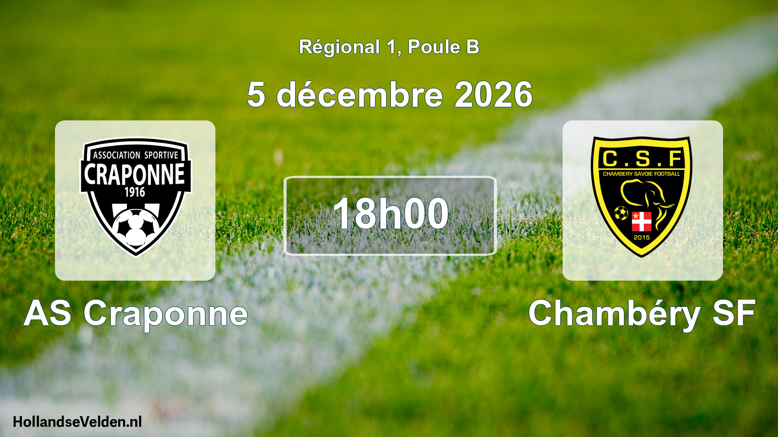 Match programmé: AS Craponne - Chambéry SF (5 décembre 2026)