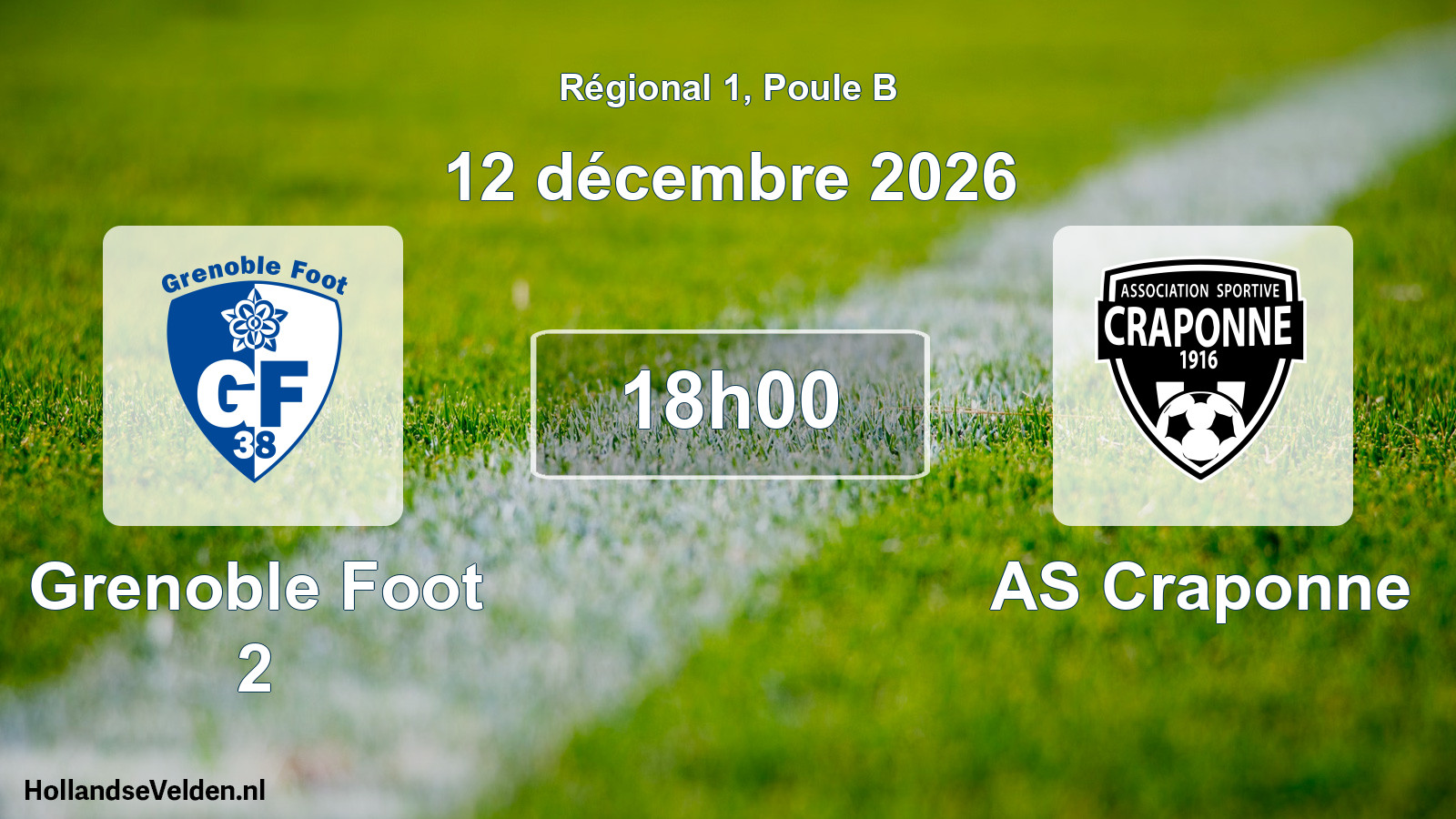 Match programmé: Grenoble Foot 2 - AS Craponne (12 décembre 2026)