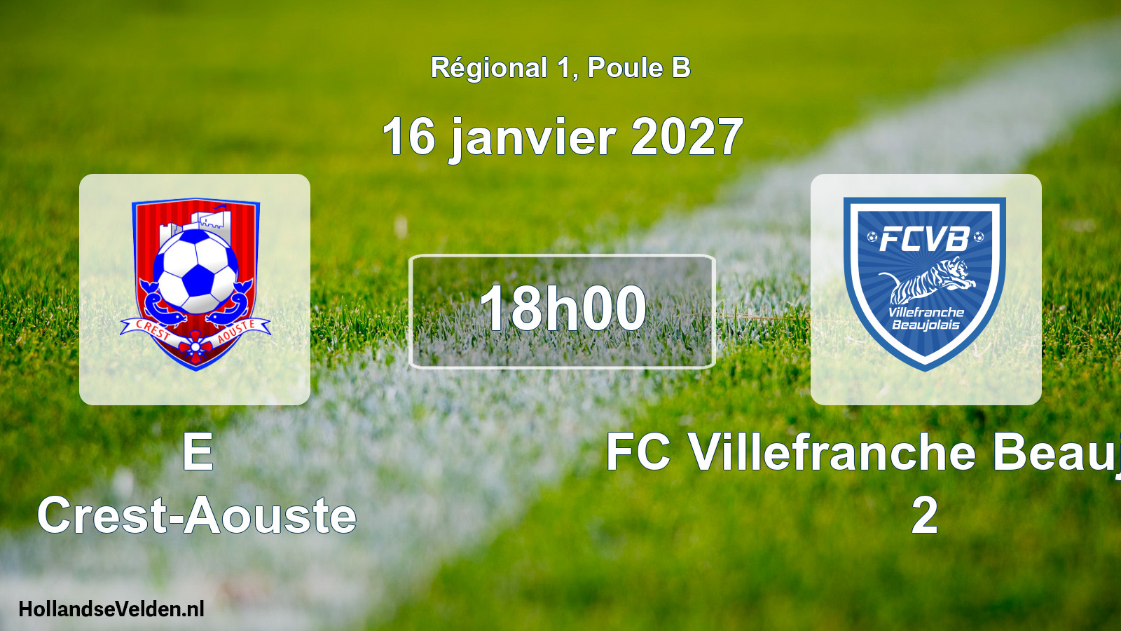 Match programmé: E Crest-Aouste - FC Villefranche Beaujolais 2 (16 janvier 2027)