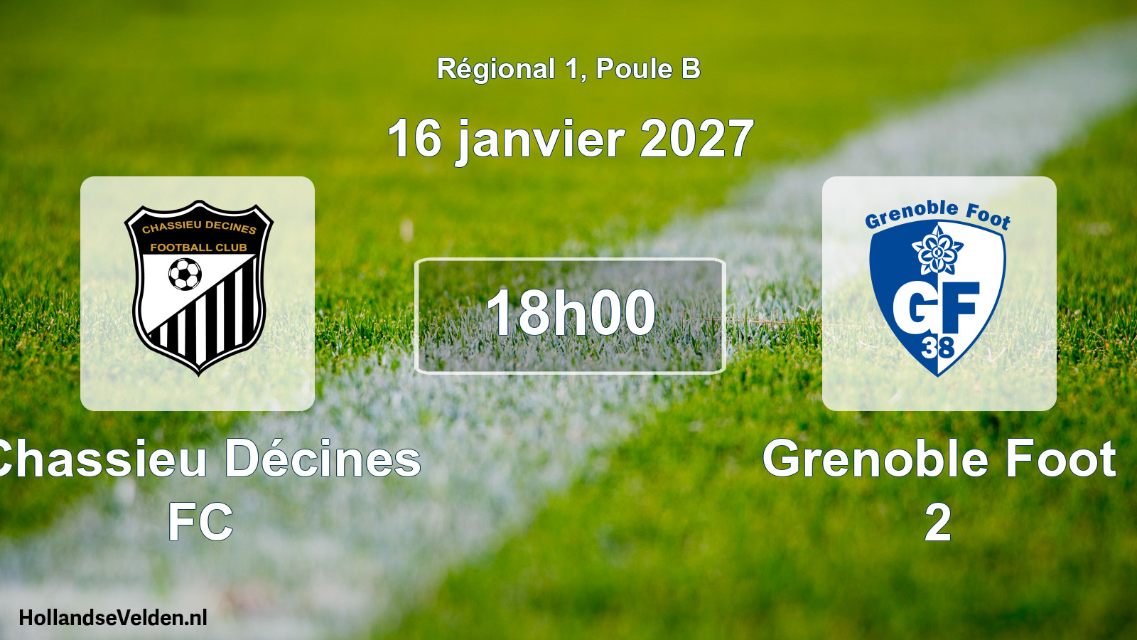 Match programmé: Chassieu Décines FC - Grenoble Foot 2 (16 janvier 2027)