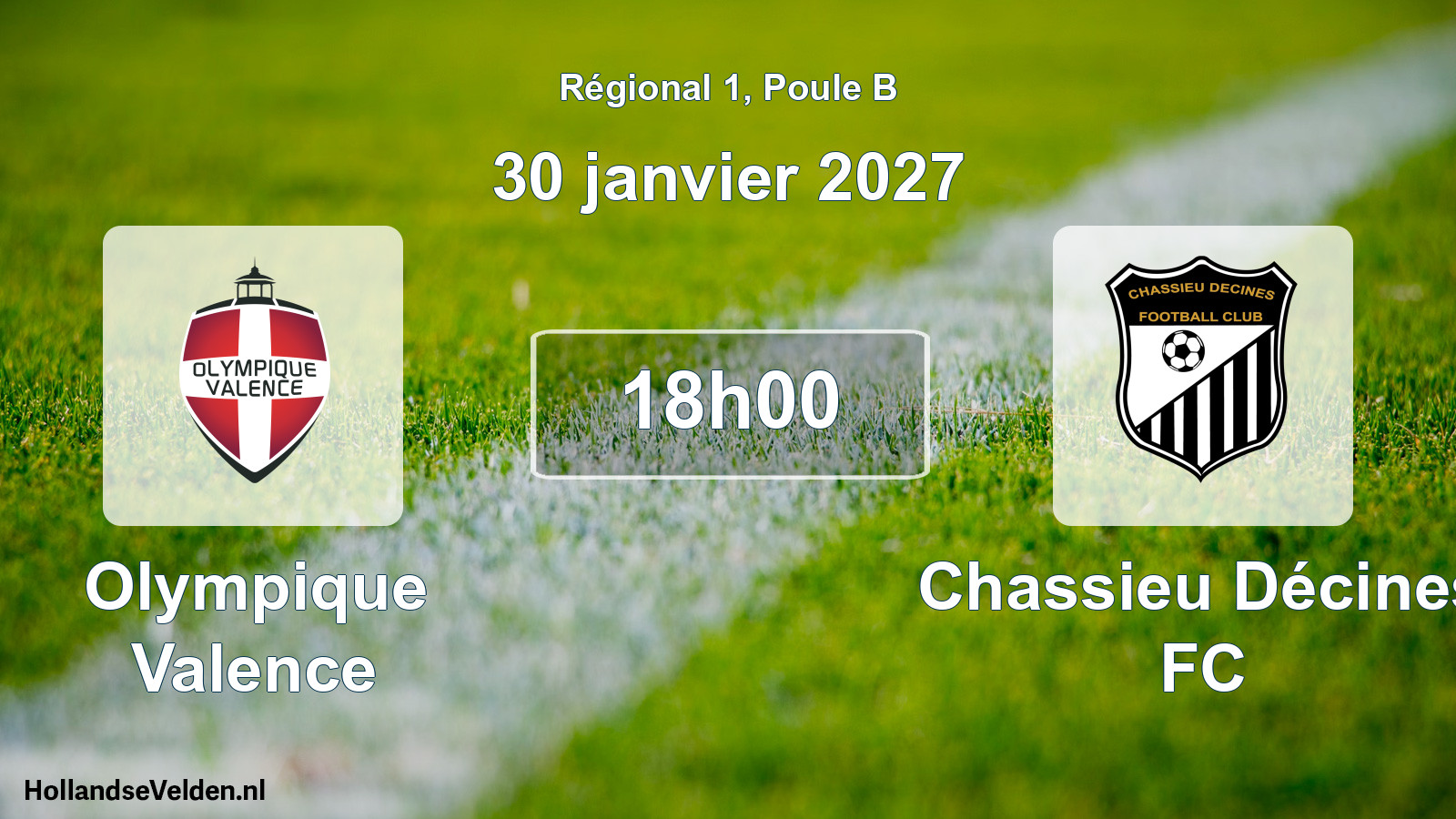 Match programmé: Olympique Valence - Chassieu Décines FC (30 janvier 2027)