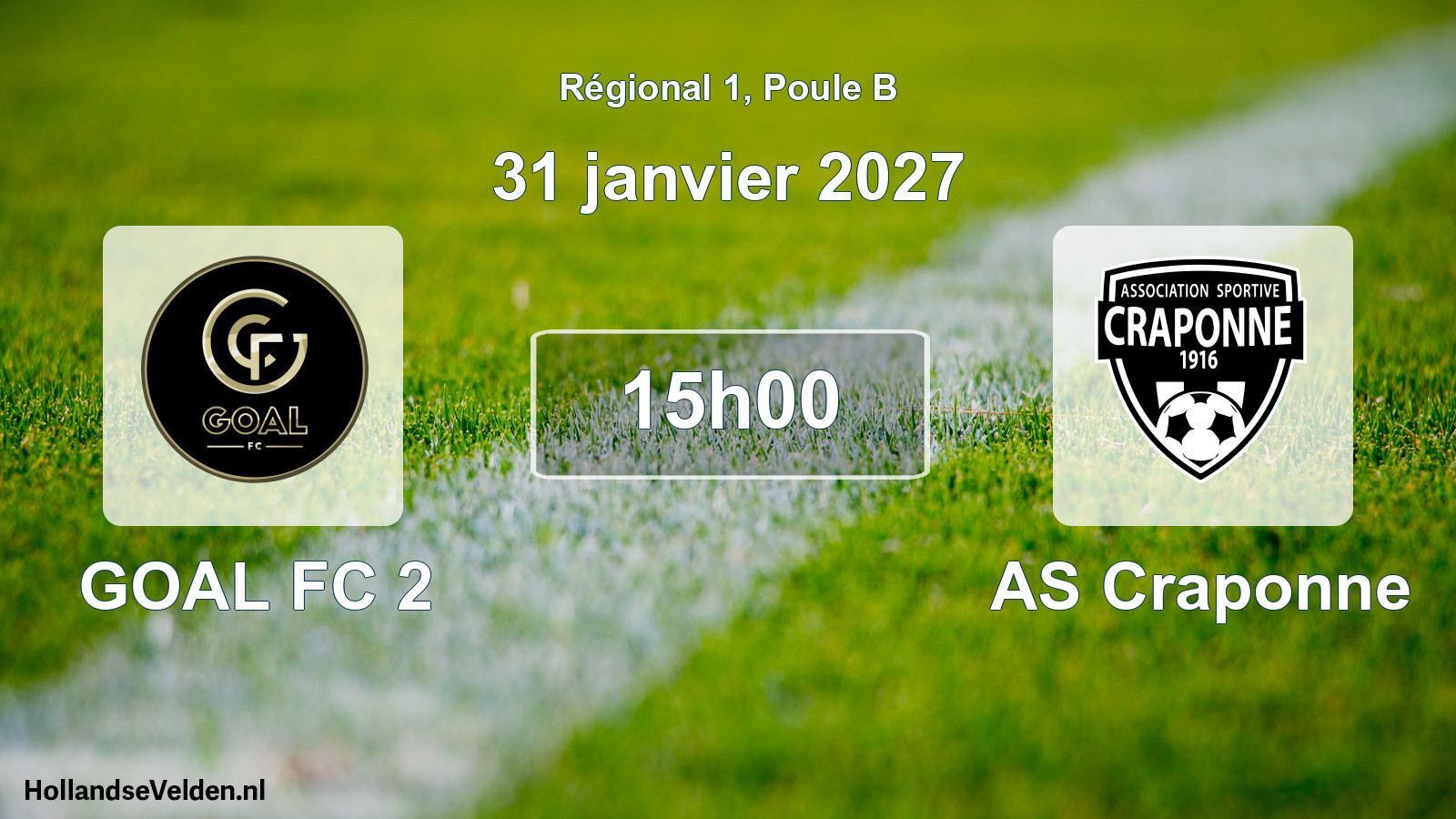 Match programmé: GOAL FC 2 - AS Craponne (31 janvier 2027)