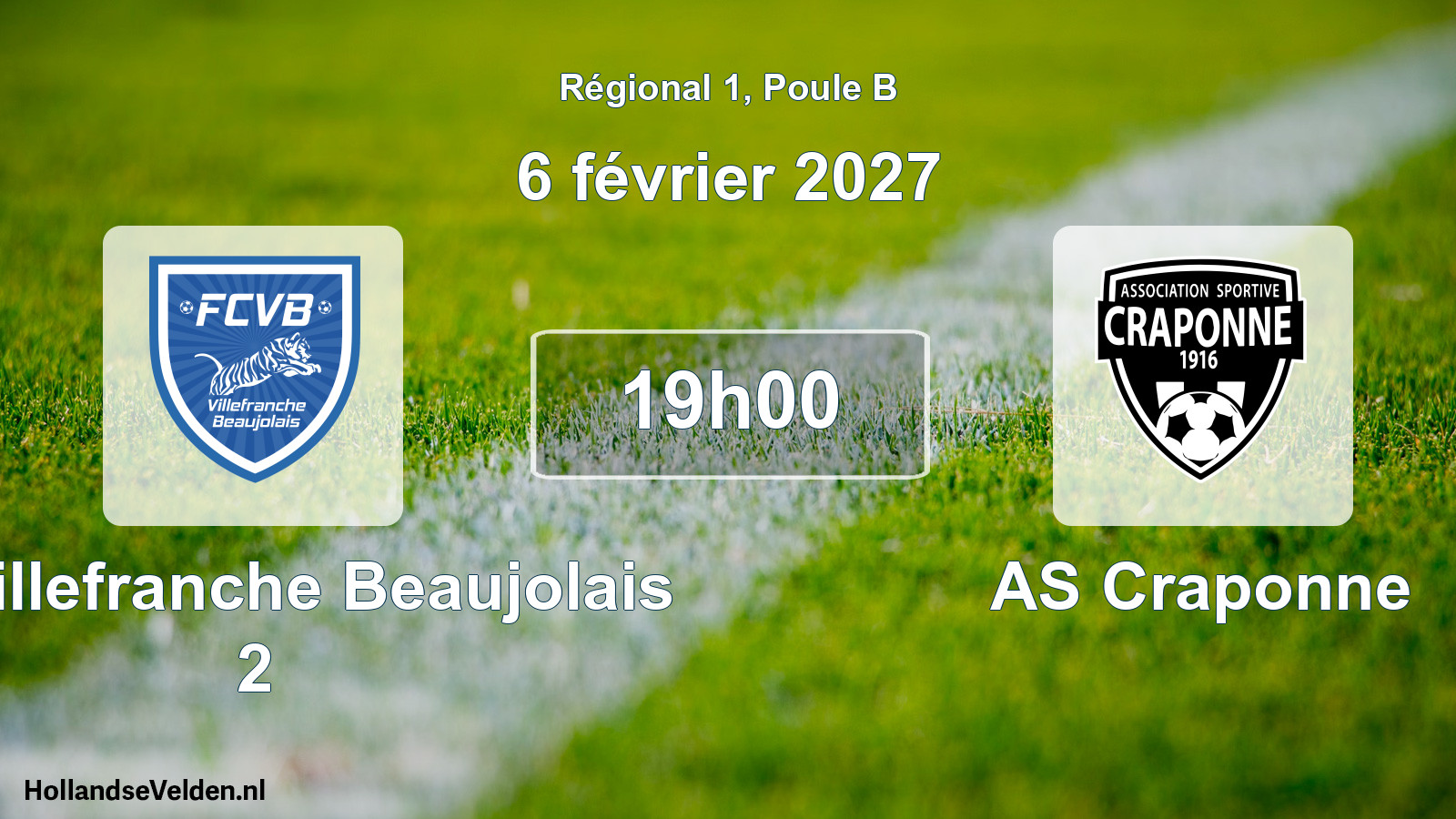 Match programmé: FC Villefranche Beaujolais 2 - AS Craponne (6 février 2027)