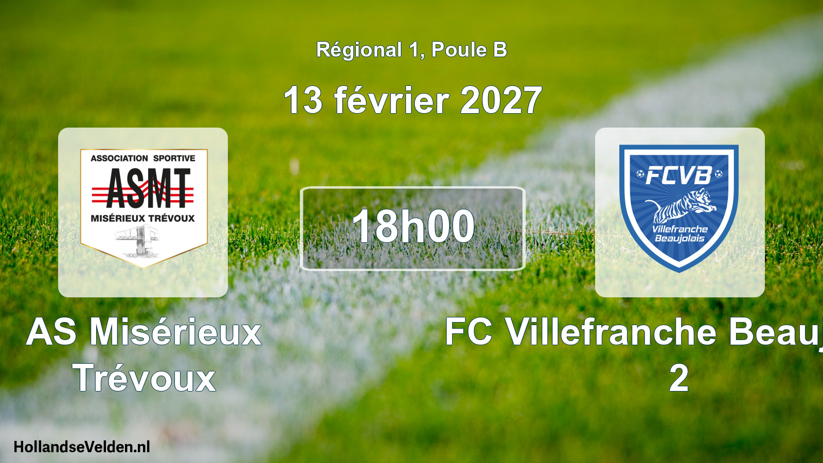 Match programmé: AS Misérieux Trévoux - FC Villefranche Beaujolais 2 (13 février 2027)