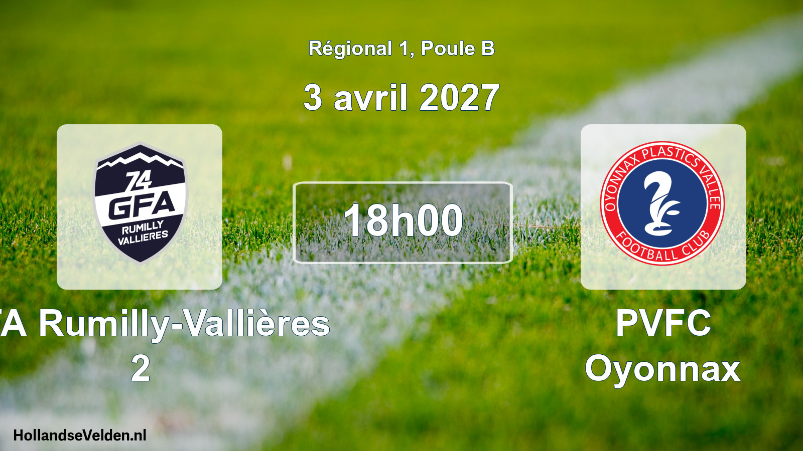 Match programmé: GFA Rumilly-Vallières 2 - PVFC Oyonnax (3 avril 2027)