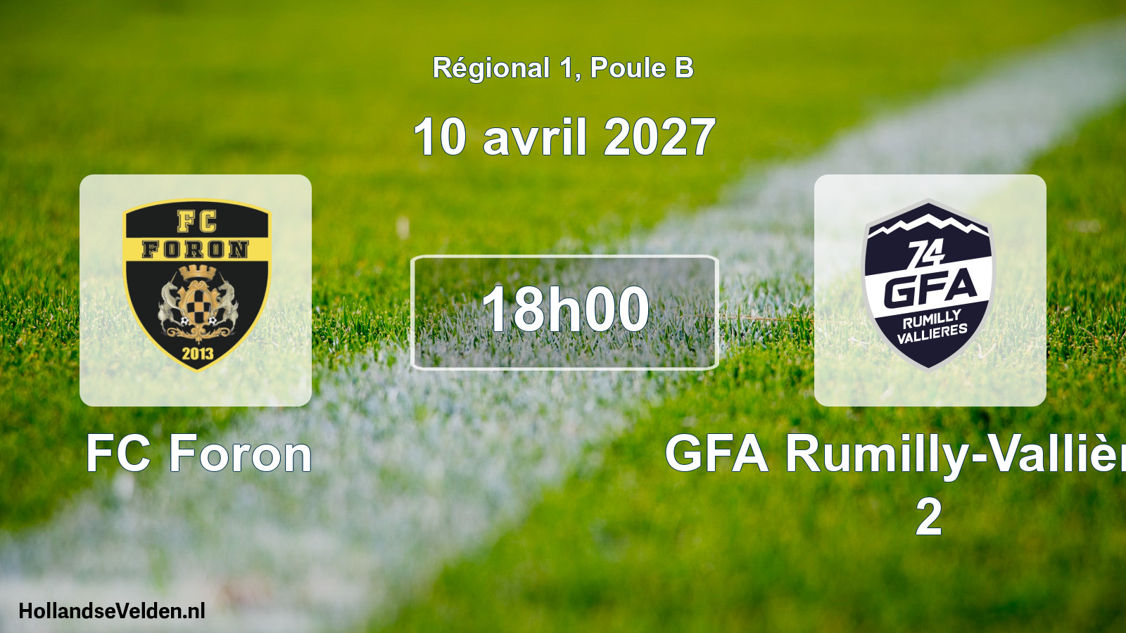 Match programmé: FC Foron - GFA Rumilly-Vallières 2 (10 avril 2027)