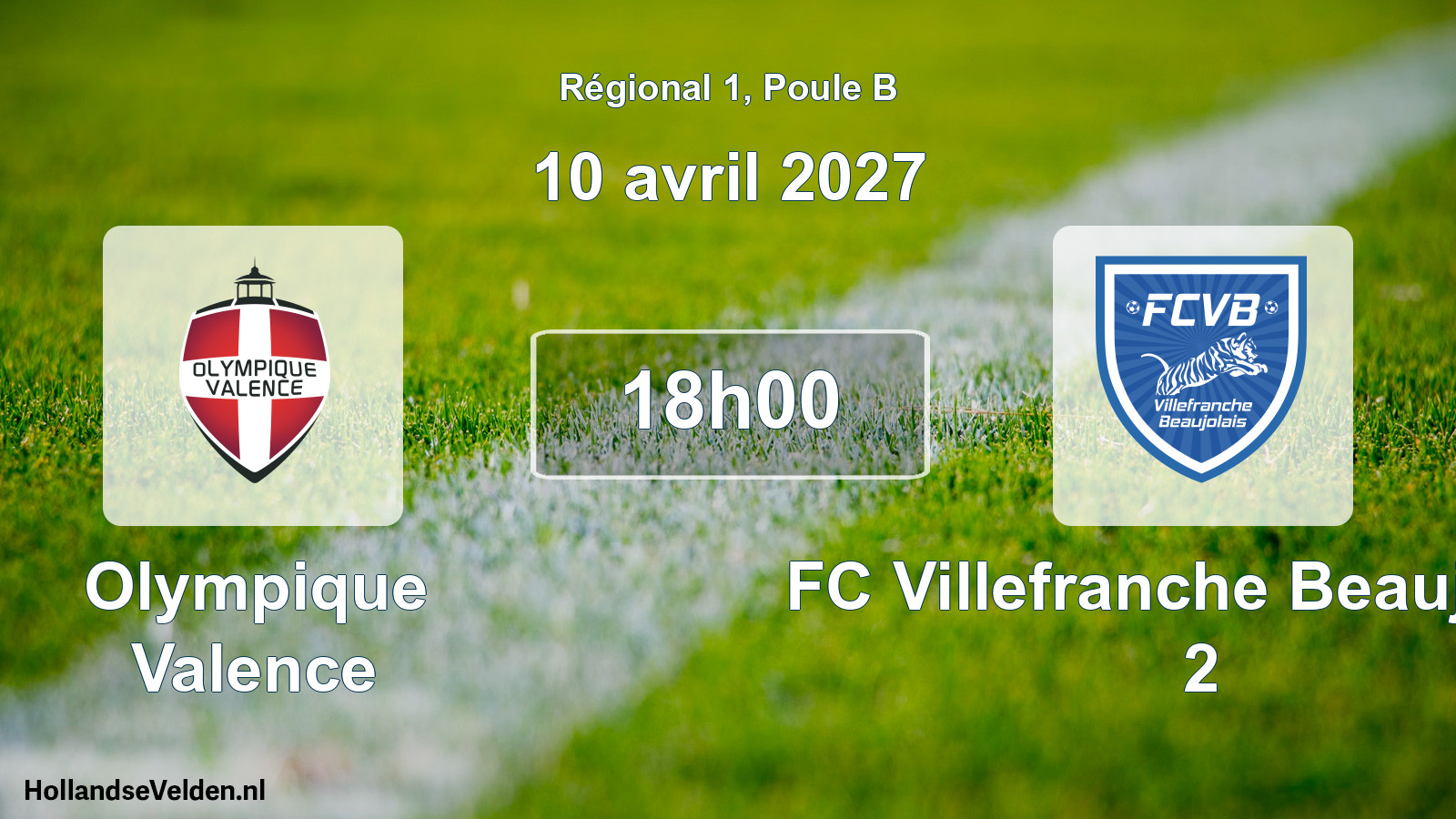 Match programmé: Olympique Valence - FC Villefranche Beaujolais 2 (10 avril 2027)