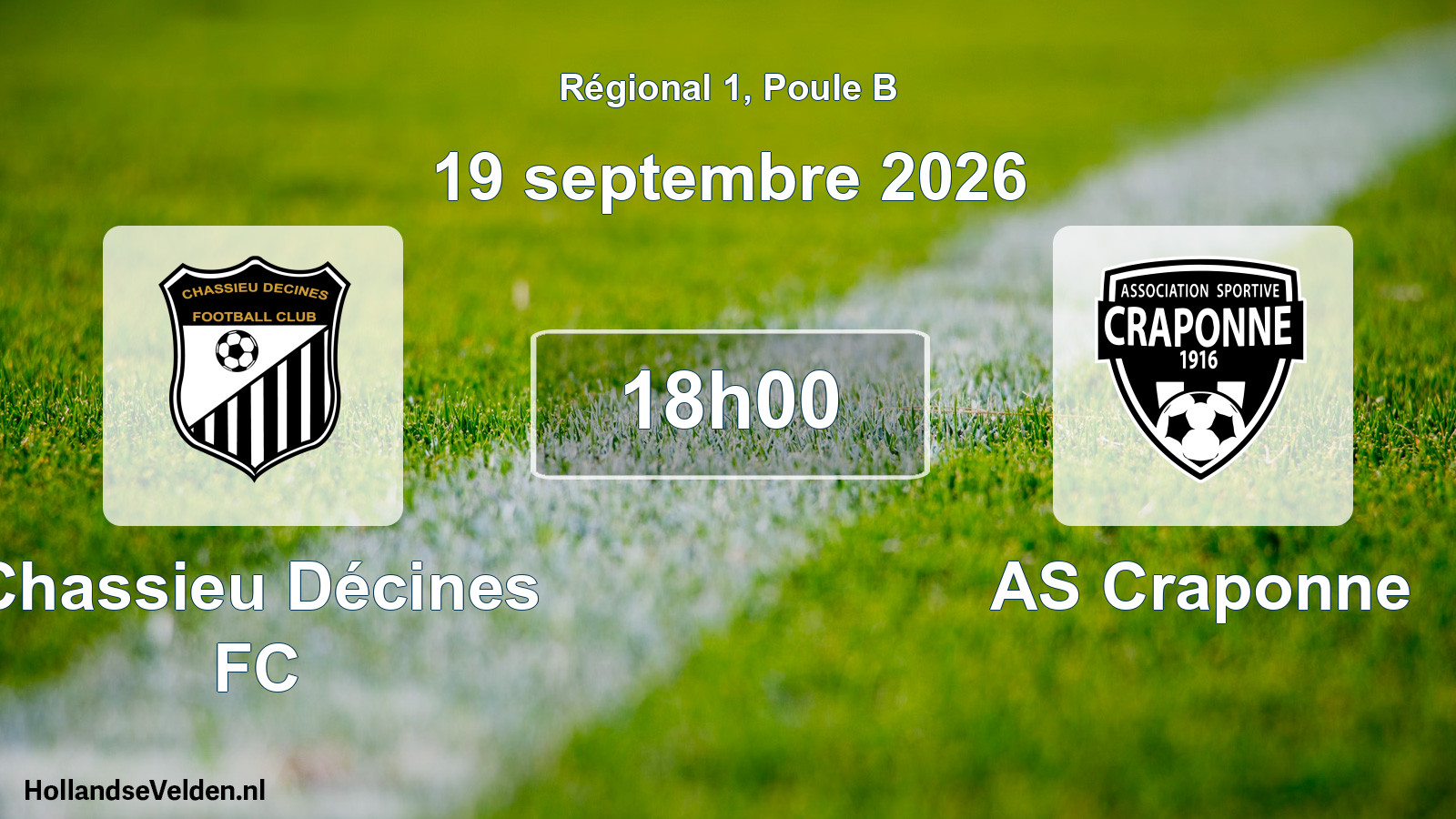 Match programmé: Chassieu Décines FC - AS Craponne (19 septembre 2026)
