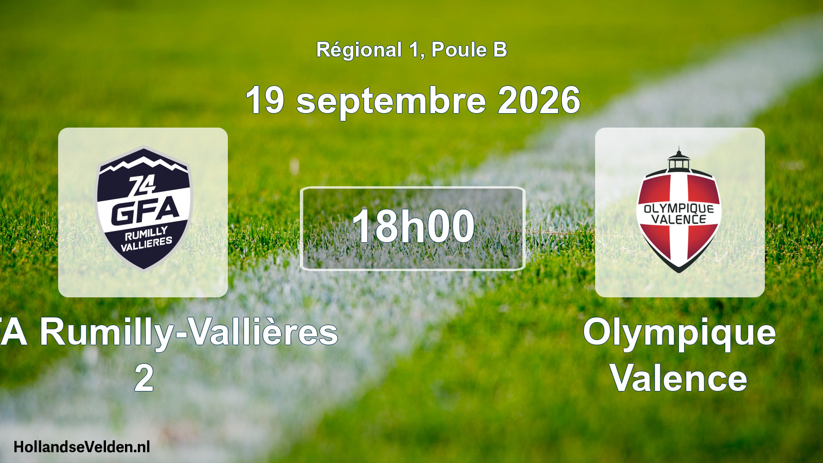 Match programmé: GFA Rumilly-Vallières 2 - Olympique Valence (19 septembre 2026)