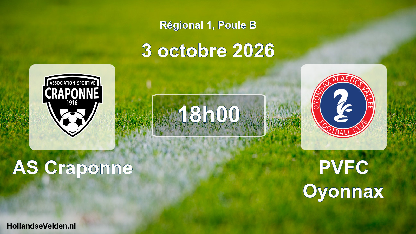 Match programmé: AS Craponne - PVFC Oyonnax (3 octobre 2026)
