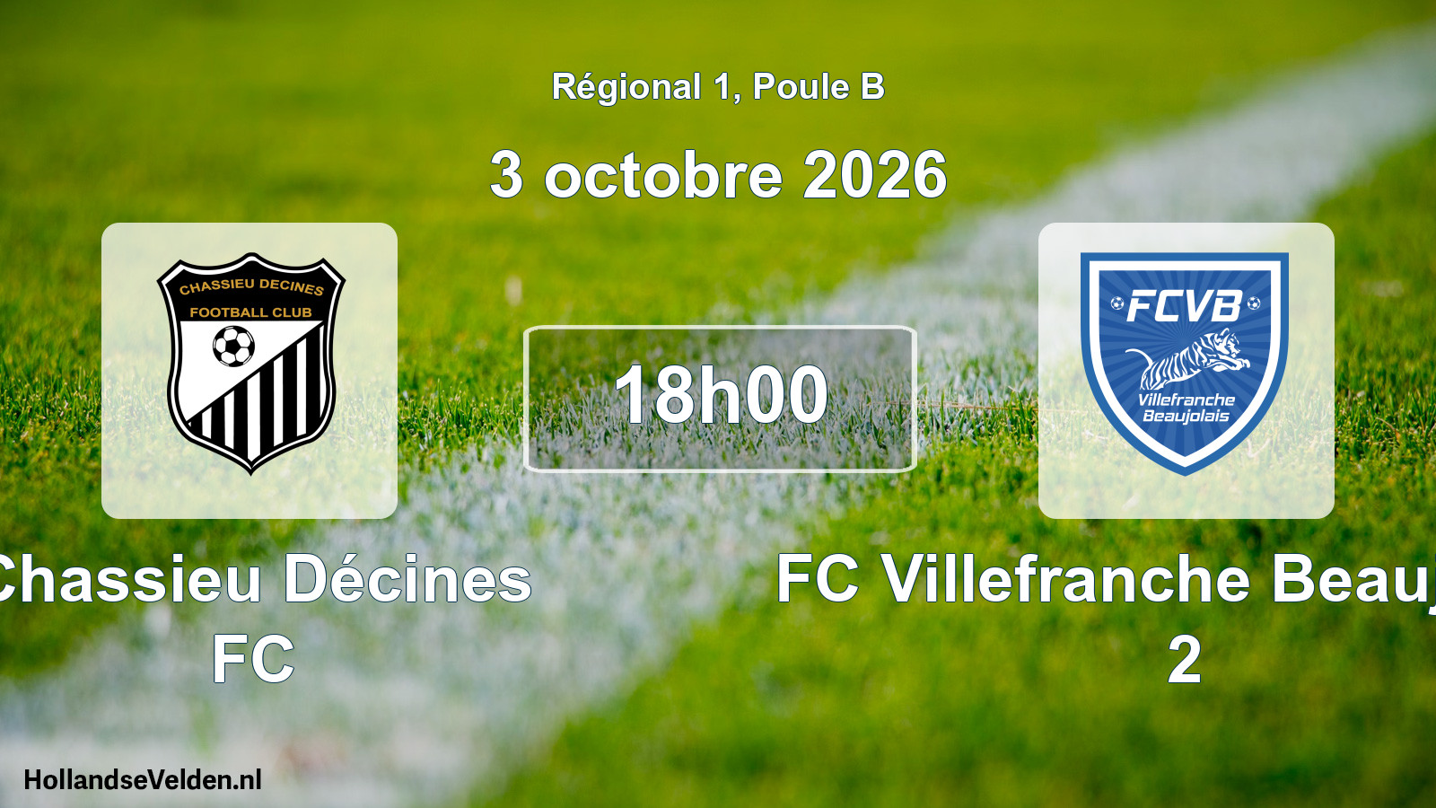 Match programmé: Chassieu Décines FC - FC Villefranche Beaujolais 2 (3 octobre 2026)