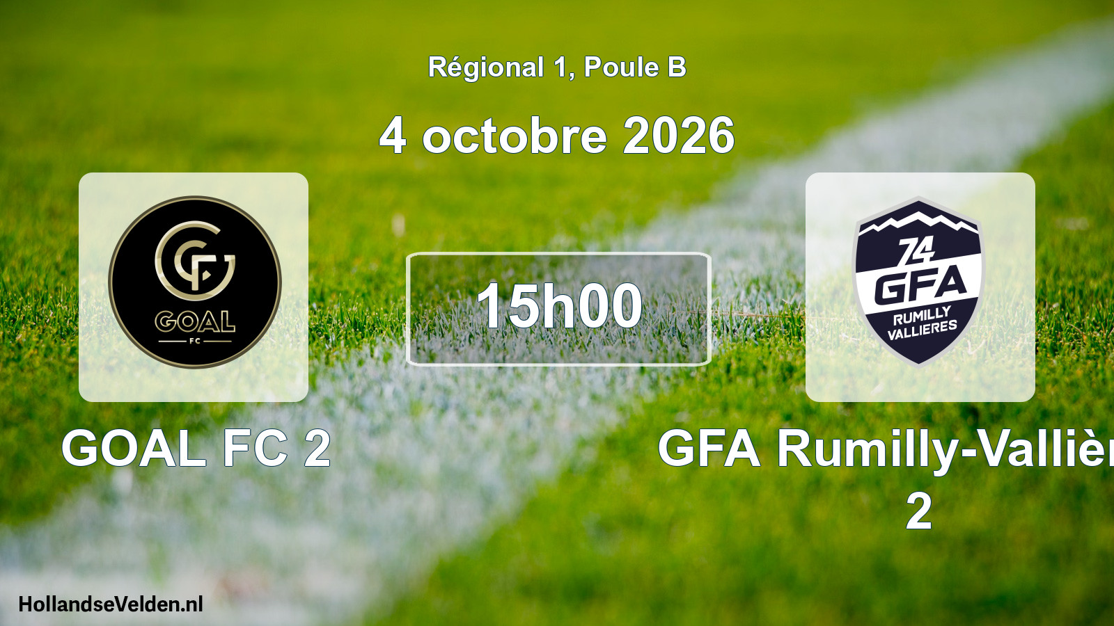 Match programmé: GOAL FC 2 - GFA Rumilly-Vallières 2 (4 octobre 2026)