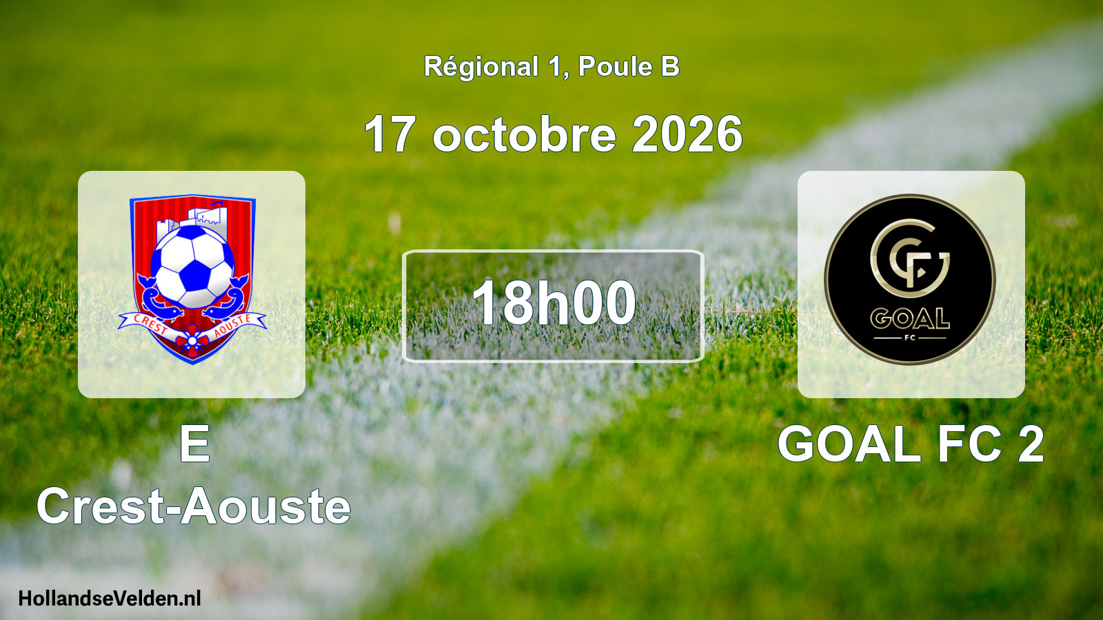 Match programmé: E Crest-Aouste - GOAL FC 2 (17 octobre 2026)