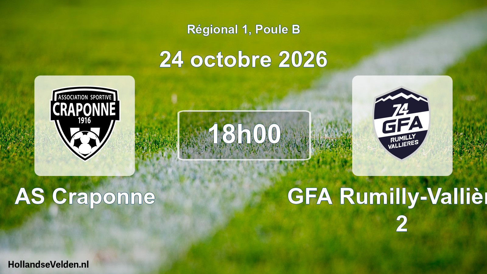 Match programmé: AS Craponne - GFA Rumilly-Vallières 2 (24 octobre 2026)