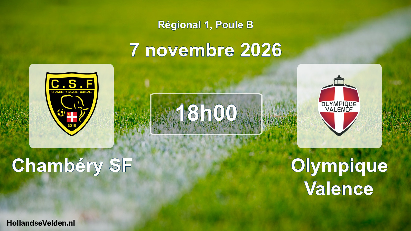 Match programmé: Chambéry SF - Olympique Valence (7 novembre 2026)