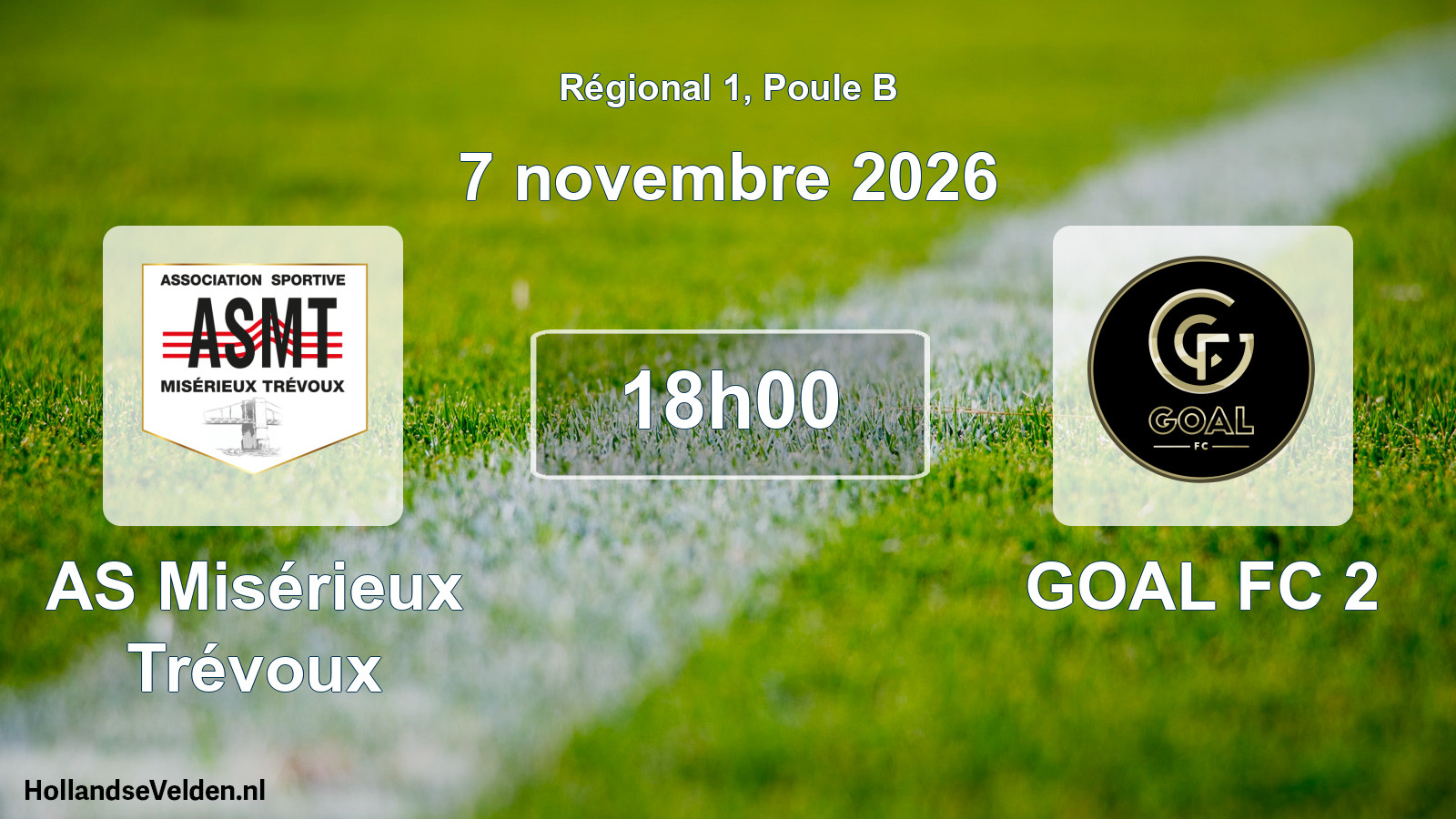 Match programmé: AS Misérieux Trévoux - GOAL FC 2 (7 novembre 2026)