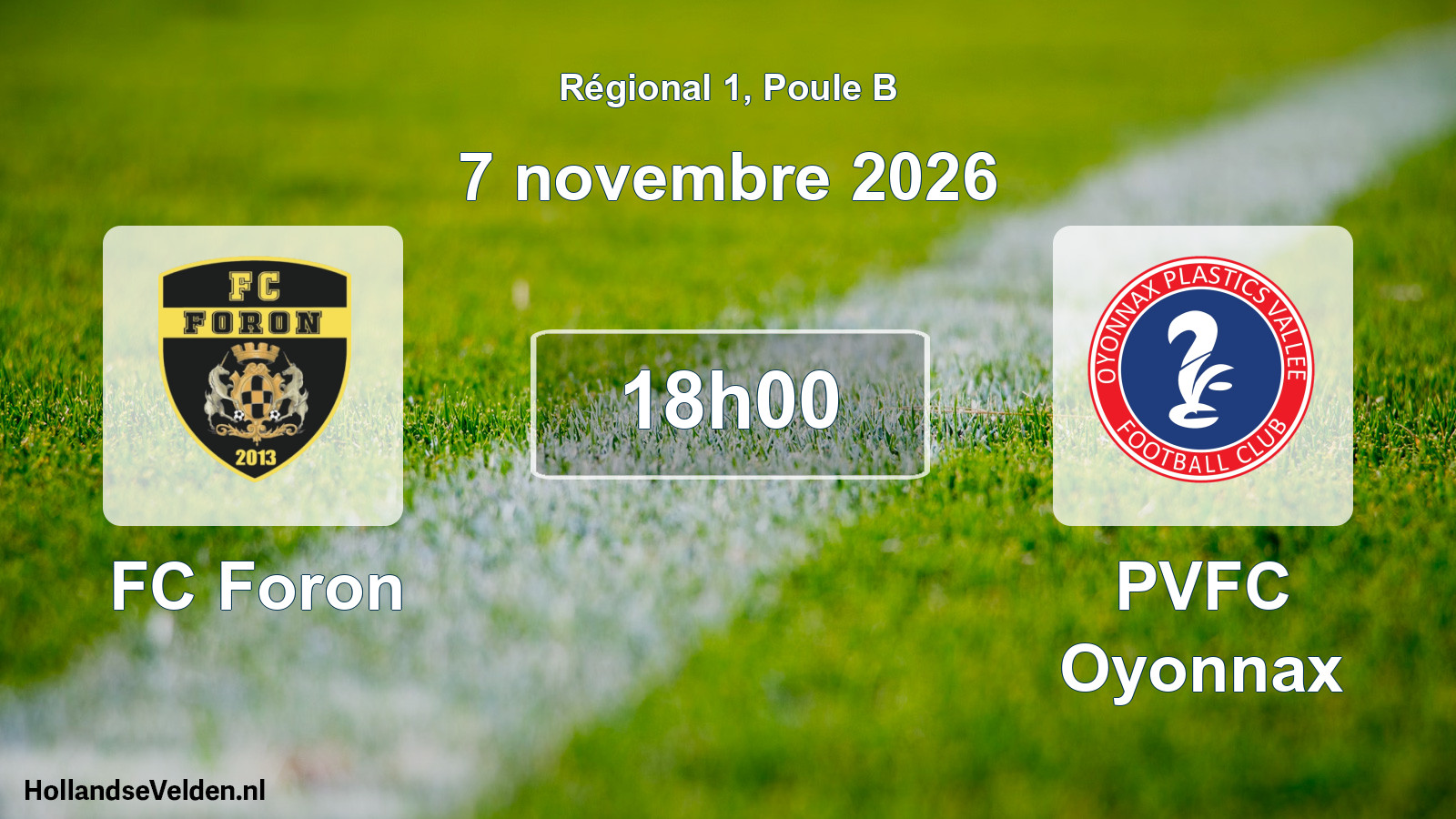 Match programmé: FC Foron - PVFC Oyonnax (7 novembre 2026)
