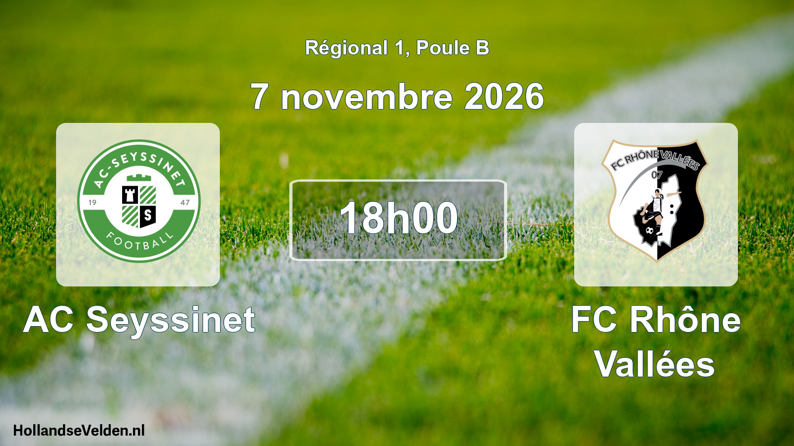 Match programmé: AC Seyssinet - FC Rhône Vallées (7 novembre 2026)