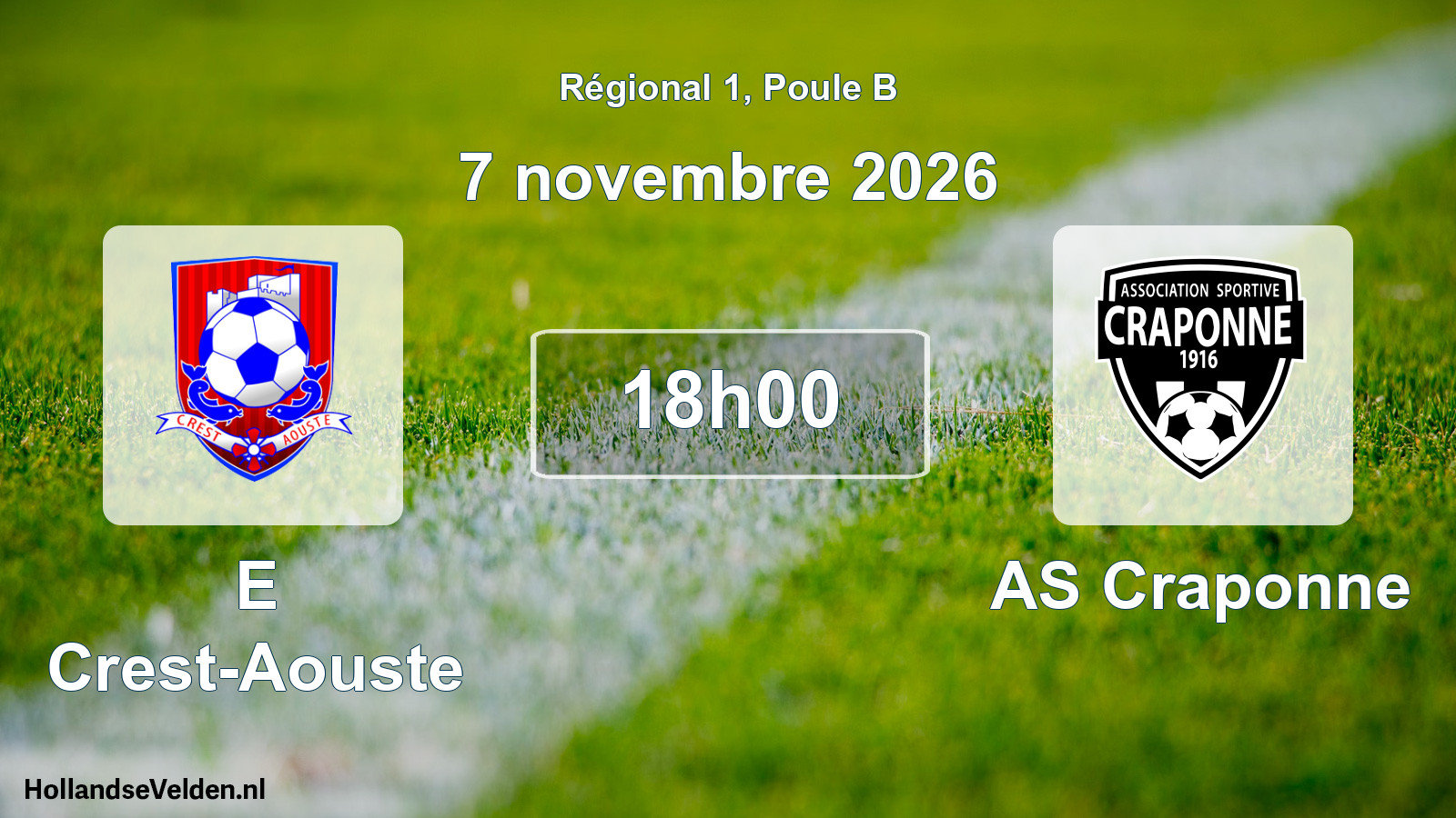 Match programmé: E Crest-Aouste - AS Craponne (7 novembre 2026)
