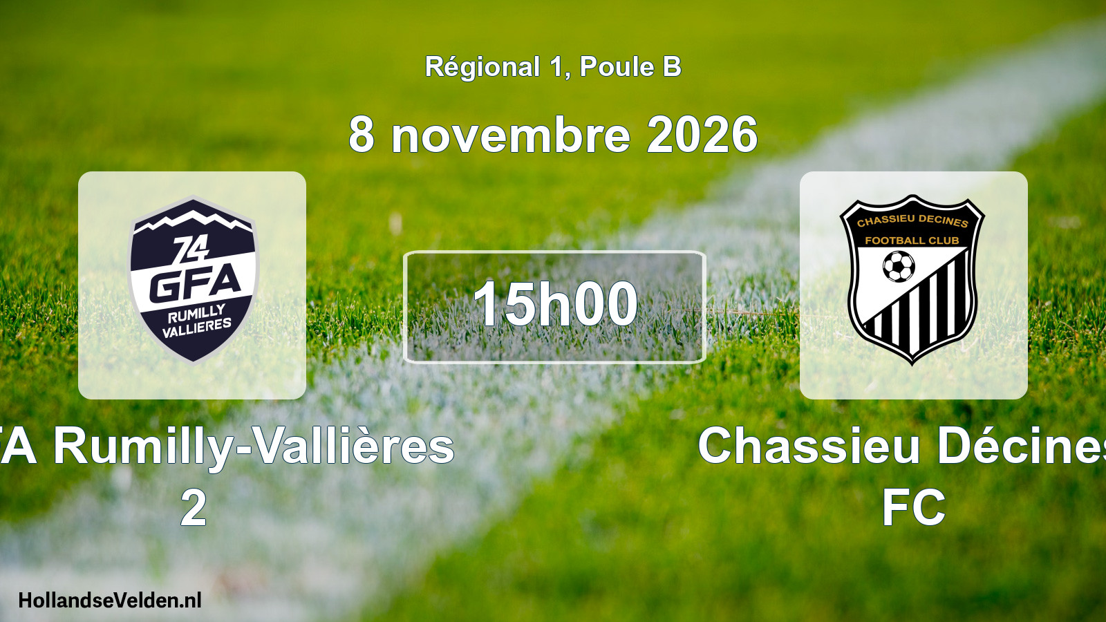 Match programmé: GFA Rumilly-Vallières 2 - Chassieu Décines FC (8 novembre 2026)