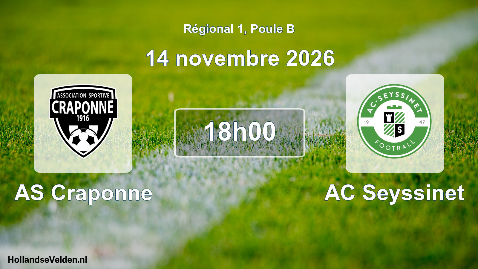 Match programmé: AS Craponne - AC Seyssinet (14 novembre 2026)