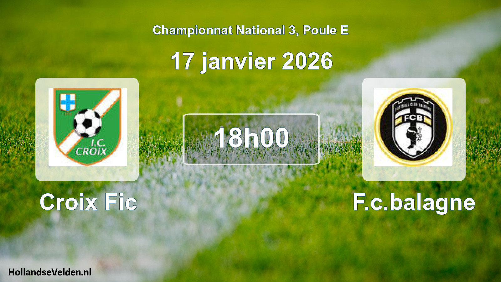 Geplande wedstrijd: Croix Fic - F.c.balagne (17 janvier 2026)