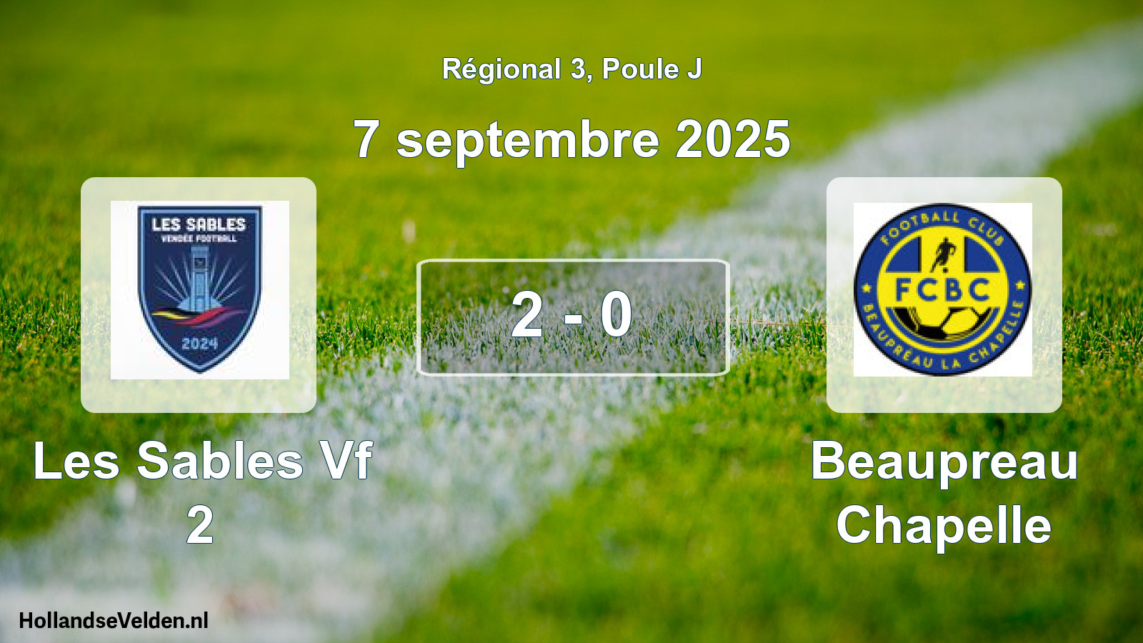 Gespeelde wedstrijd: Les Sables Vf 2 - Beaupreau Chapelle 2 - 0 (7 septembre 2025)