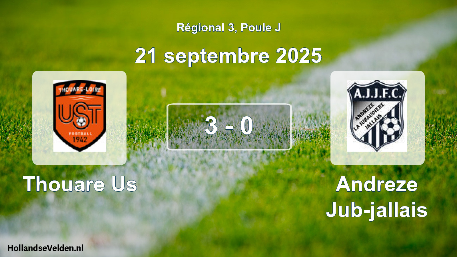 Gespeelde wedstrijd: Thouare Us - Andreze Jub-jallais 3 - 0 (21 septembre 2025)
