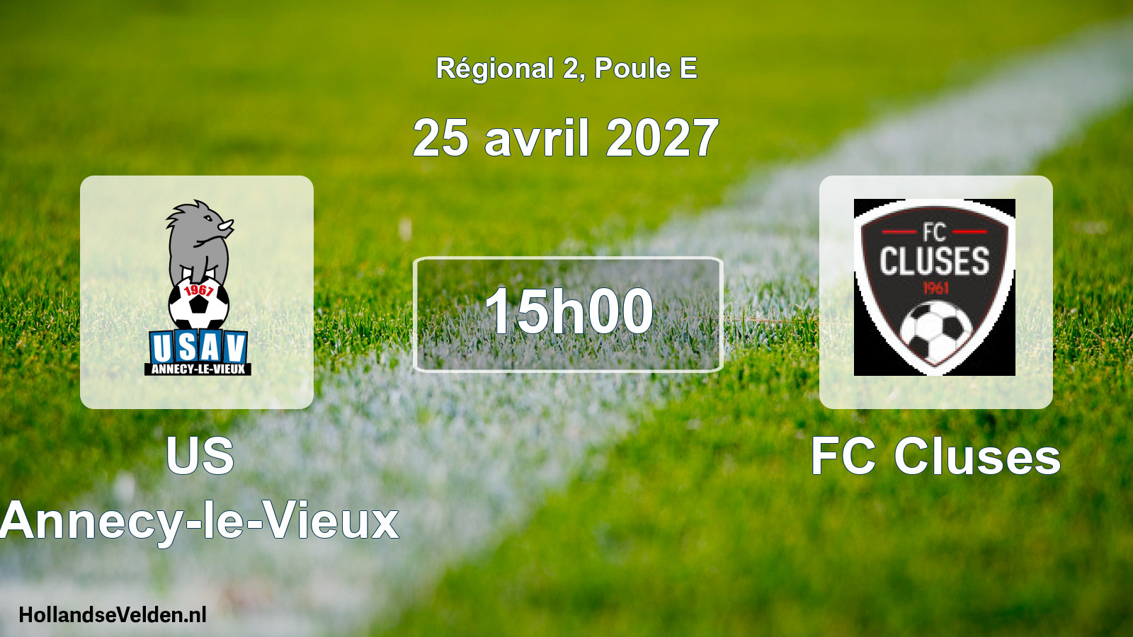 Match programmé: US Annecy-le-Vieux - FC Cluses (25 avril 2027)