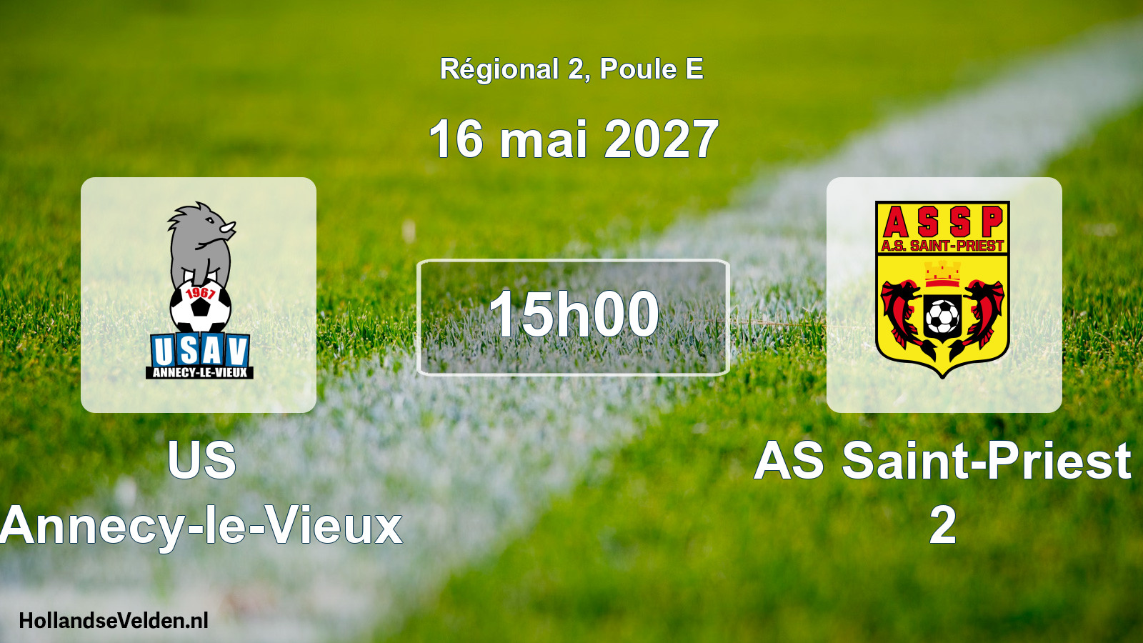 Match programmé: US Annecy-le-Vieux - AS Saint-Priest 2 (16 mai 2027)