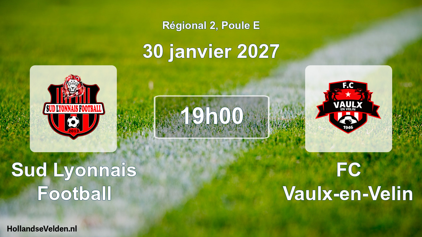 Match programmé: Sud Lyonnais Football - FC Vaulx-en-Velin (30 janvier 2027)